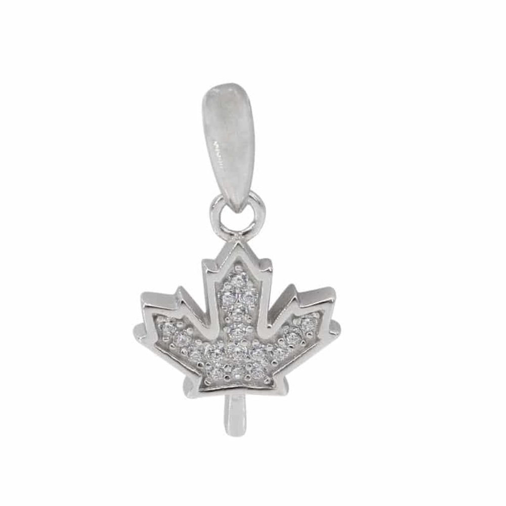 Sterling Silver CZ Maple Leaf Necklace